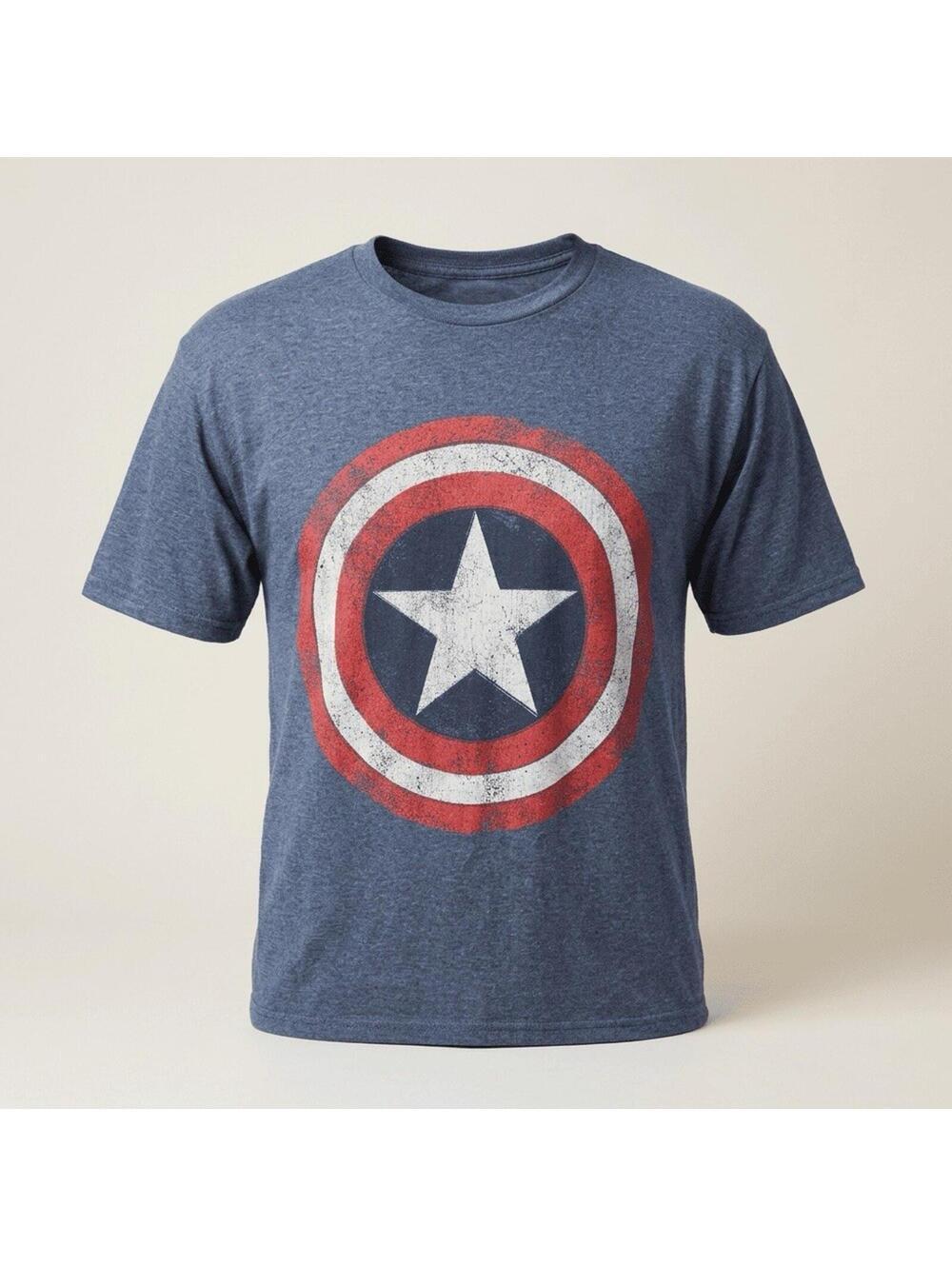 Marvel Comics Captain America Graphic T Shirt Mens 3XL Blue Crew Neck Short Slv